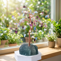 Arbre de la Fortune en Cristal Fait Main Feng Shui, Décoration de Richesse en Pierre Naturelle, Ornement de Table pour la Maison, le Bureau ou comme Cadeau