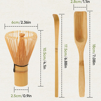 Vente en gros de produits naturels écologiques 3pcs Fouet Matcha réutilisable Cuillère en bois de bambou Service à thé Accessoires