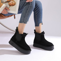Bottes de neige basses en cuir véritable et daim de vache pour femme, nouvelle collection hiver, doublure chaude, confortables, chaussures de mode pour l'extérieur, chaussures chaudes