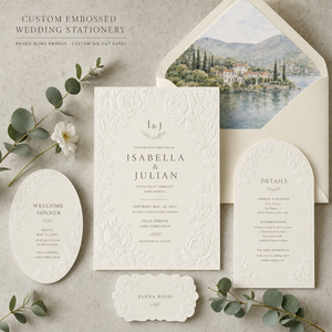 Cartoline di Nozze di Lusso con Motivi Floreali in Rilievo, Bordo a Peonia in Rilievo Cieco, Biglietti Informativi per Matrimonio Personalizzati con Taglio Sagomato - Product Image 1