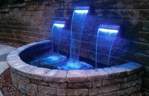 Fontaine de piscine en acier inoxydable <span class=keywords><strong>avec</strong></span> cascade et lumières <span class=keywords><strong>LED</strong></span> - Bande <span class=keywords><strong>LED</strong></span> de 11,8 pouces <span class=keywords><strong>avec</strong></span> télécommande et 18 couleurs <span class=keywords><strong>pour</strong></span> jardin, terrasse et étang - Product Image 5