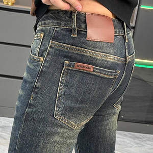 Pantalones Vaqueros Europeos para Hombre, Nueva Moda de Otoño, Estilo Lujoso, Pantalones Ajustados, Efecto Adelgazante, Lavados, Casuales - Product Image 6