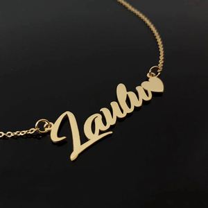 18K Gold Filled <b>Custom</b> Gold 3D Stainless Steel Women Double <b>Name</b> Pendant Chain <b>Necklace</b> Personalised Letter - Product Image 4