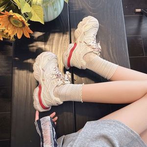 Chaussures plateforme à lacets en cuir de vachette Eu Printemps 2026, baskets décontractées streetwear tendance pour femmes - Product Image 1