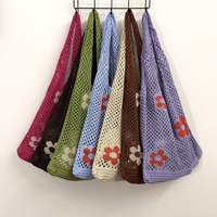 Sac fourre-tout en crochet fait main par des designers, très vendu, style décontracté ouvert avec deux poignées, logo personnalisé, matériau en fil PC