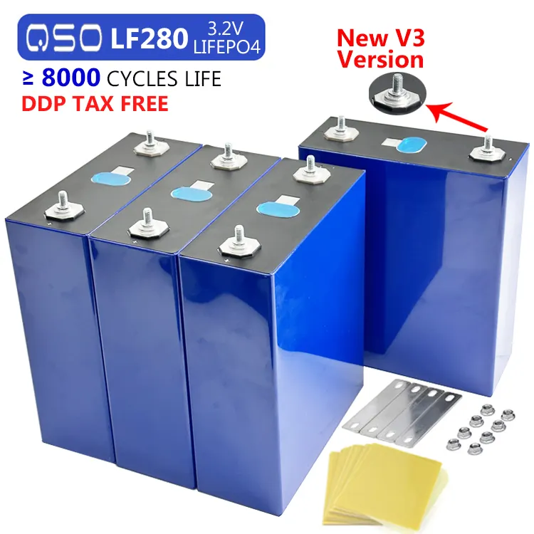 QSO 8000 Life Po4 Cycles Grade A V3 Lf280K 300Ah 310Ah Prismatique V 3 3.2V Lifepo4 V3 280Ah Cellule de batterie au lithium