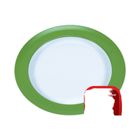 Assiette de table Unisono Plus 26 cm blanche à une main avec aide alimentaire spéciale, vaisselle de restaurant écologique verte