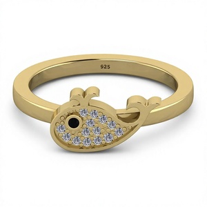 Anillo de boda de eternidad cristiana de diseño para mujer, de plata de ley 925, con patrón de ballena azul y circonitas engastadas en bisel - Product Image 1