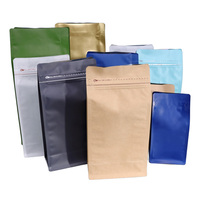 Sachet d'emballage à fond plat à huit soudures avec fermeture éclair pour café en grains, noix, snacks et fruits secs, disponible en gros (150g, 250g, 500g, 1000g)