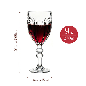 Ensemble de flûtes à vin rouge en <span class=keywords><strong>cristal</strong></span> de qualité supérieure, 9 oz, vintage, gaufrées, sans plomb, écologiques, durables, avec pied, personnalisables - Product Image 6