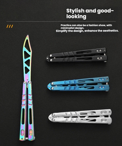 Training Blade Folding Blade Swinging Blade Effective Shaft Sleeve System <b>AB</b> Thug Color Titanium Butterfly Knife Practice Blade - Product Image 4
