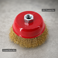 Brosse métallique filetée jaune ondulée pour le polissage, le nettoyage, l'ébavurage et la finition des surfaces métalliques