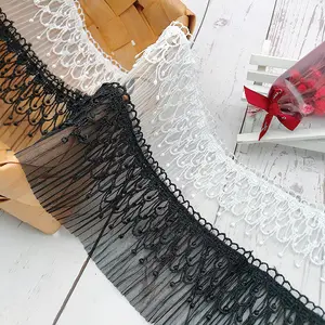 थोक 2 परतों Pleated Tulle कढ़ाई फीता पोशाक की सजावट के लिए Trimming सिलाई DIY बनाने