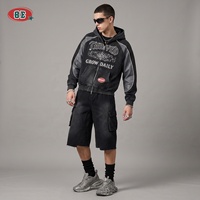 Sweat à capuche zippé personnalisé Color Block pour homme, impression DTG, délavé à l'acide, patchwork, coupe oversize, style Racing Grunge Hip Hop Streetwear, OEM