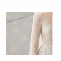 Base en maille de nylon florale, tissu en dentelle brodée en polyester pour robe de mariée, vêtements de mode RTW, fournitures de confection.