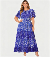 2026 Direct usine Robe longue pour femme, motif tribal polynésien imprimé tie-dye, taille naturelle, style estival délicat, pour les vacances