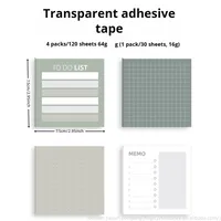 Notes autocollantes en PET pour étudiants bloc-notes autocollants créatifs bloc-notes collant pour étudiants Message d'information livre Transparent 4 pièces/sac