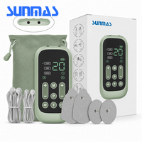Appareil de massage TENS EMS à double canal, stimulateur musculaire avec 25 niveaux d'intensité pour l'électrothérapie, soulagement de la douleur et récupération