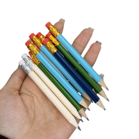 Crayons personnalisés en gros, mini-crayons en bois avec gomme, crayons de golf de 4 pouces, crayons courts HB 2B, cadeaux publicitaires promotionnels