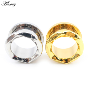 Alisouy 2 buah anting-anting tindik tubuh, anting-anting perenggang penyumbat lubang telinga berulir baja tahan karat - Product Image 3