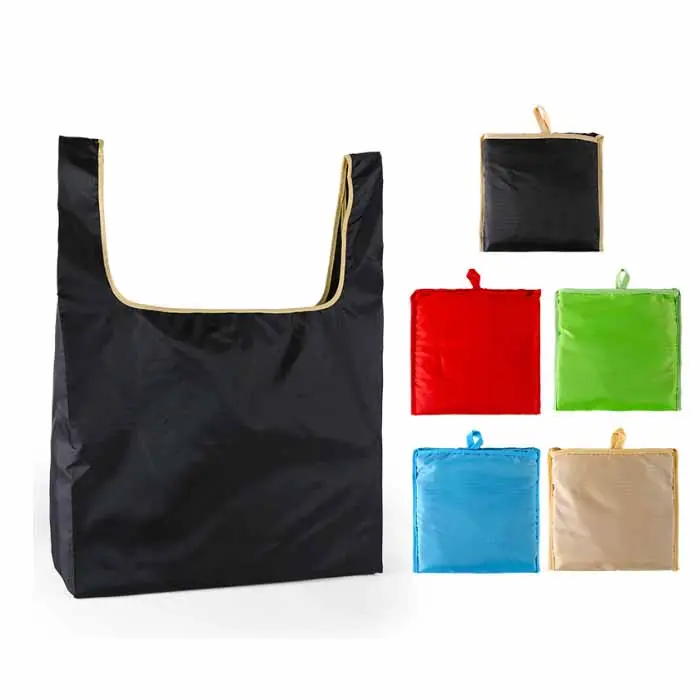 Atacado saco de compras reutilizável Foldable shopper saco logotipo personalizado Portátil Poliéster Sacola