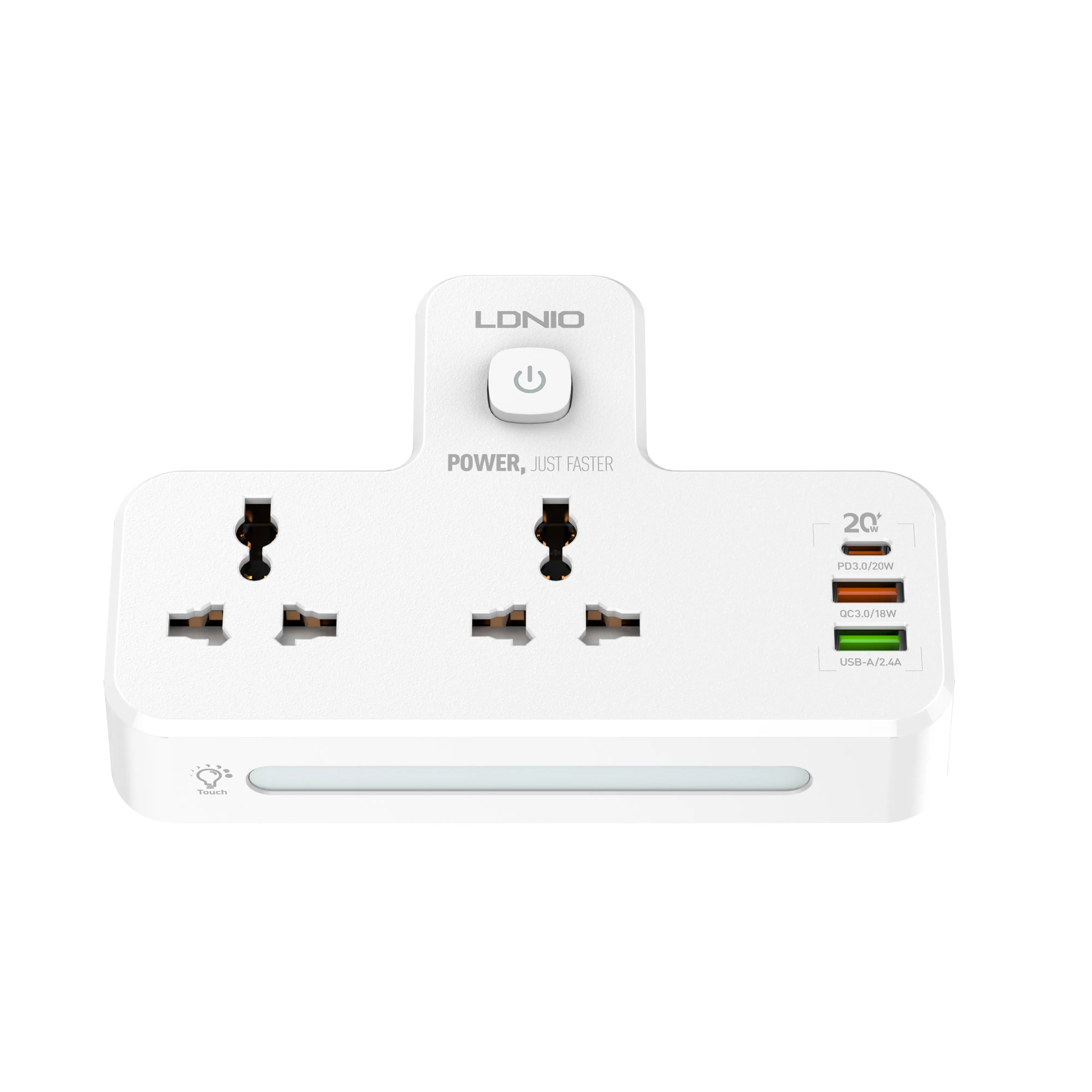 LDNIO SC2311 LED Lamp Power Socket with 2 Universal Outlets 3 USB Ports 20W PD Fast Charging Power Strip