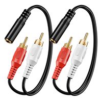 Câble audio Y 3,5 mm femelle vers 2 RCA mâle, adaptateur stéréo plaqué or, gaine en PVC, blindage tressé, lot de 2 pour home cinéma