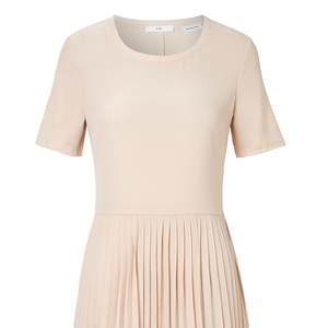 Women's Pleated Midi <b>Dress</b> Short Sleeve Casual A-line Woven <b>Dress</b> <b>Spring</b> Summer - Product Image 5