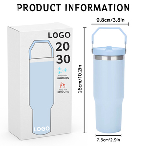 Borge 30oz 20oz đôi tường thép không gỉ chân không du lịch xe Mug Cup Tumbler với xử lý và rơm bán buôn số lượng lớn - Product Image 2
