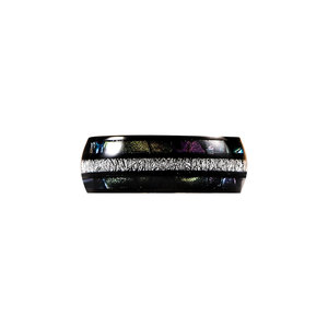 Bague en acier inoxydable pour hommes, incrustation géométrique noire, nacre colorée, bijoux de mariage SA1228 - Product Image 5