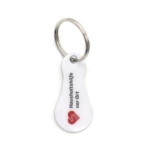 Porte-clés jeton de chariot de supermarché personnalisé en métal avec logo gravé - Product Image 1