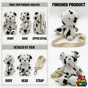 Benekli Köpek Özel Tasarım PP Pamuklu Peluş Oyuncak Sırt Çantası Doğum Günü Stres Giderici Süper Yumuşak Peluş - Product Image 2