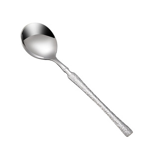Cuillère tendance en acier inoxydable motif glace, cuillères coréennes à long manche et tête ronde, cuillère à dessert occidentale - Product Image 5