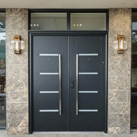 Porte de sécurité contemporaine à double battant avec quincaillerie haut de gamme – Fournisseur de production sur mesure