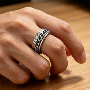 Bague rotative Viking en acier inoxydable lumineuse style nordique pour hommes, anti-stress - Product Image 3