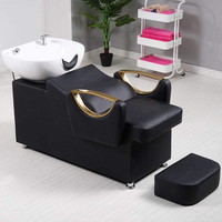 Nouveau fauteuil de lavage de cheveux en cuir synthétique moderne avec bassin en céramique, design thaïlandais semi-inclinable pour massage
