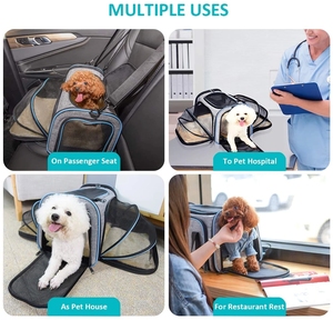 Kedi Pet havayolu onaylı genişletilebilir katlanabilir yumuşak köpek taşıyıcı 5 açık kapılar yansıtıcı bantlar kedi seyahat çantası - Product Image 2