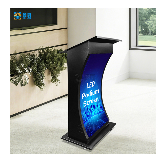 Digital Podium with LED Screen Display HD Table TV Gob Mobile Portable Smart Lectern Screen  for Conference Stage Presentations
