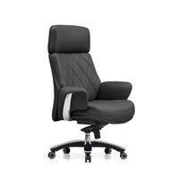 Chaise de bureau exécutive en cuir PU, dossier haut, ergonomique, avec accoudoirs chromés, pivotante et réglable, pour bureau à domicile