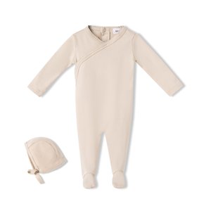 ชุดรอมเปอร์พร้อมหมวกสำหรับเด็กทารกหญิงผ้าฝ้ายสีพื้นสำหรับเด็กแรกเกิด - Product Image 3