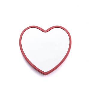 Miroir de maquillage vintage en forme de cœur rouge, miroir cosmétique avec logo imprimé, miroir de poche portable - Product Image 2