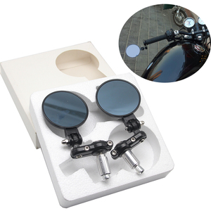 Rétroviseur <span class=keywords><strong>pliable</strong></span> de <span class=keywords><strong>moto</strong></span> en aluminium noir, 2 pièces, miroir latéral de poignée, bout de la barre de poignée, rétroviseur - Product Image 3