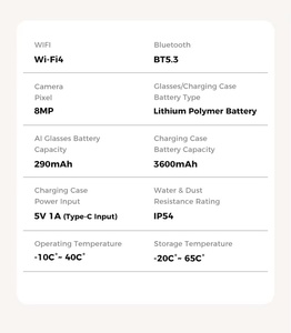 Ztx แว่นตาอัจฉริยะ M02อัลตร้าเอชดี8MP พิกเซลส่งสัญญาณ WiFi IP54รู้จำวัตถุกันน้ำควบคุมด้วยระบบสัมผัส - Product Image 6