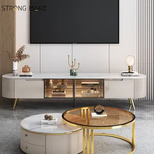 Beyaz Modern lüks mobilya konsolu televizyon Meuble masa sehpa ve Tv standı takım Mueble De Tv dolabı oturma odası için
