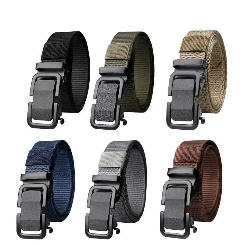 Wholesale Custom Famous Luxury Business Canvas Belt Adjustable Automatic Buckle Nylon Fabric Belts For Men
