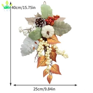 Fagola di foglia d'acero artificiale ramo di zucca con bacche di <span class=keywords><strong>fiori</strong></span> per la festa del ringraziamento autunnale per la festa della casa decorazione della porta d'ingresso del Festival - Product Image 2