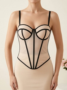 En stock Nouveauté 2026 Streetwear Crop Top Corset en résille transparente avec bordure contrastante, respirant, avec baleines de maintien pour la taille - Product Image 2