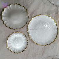Assiettes de service en verre radial antique MILE avec processus d'électrodéposition dorée, en vrac pour fêtes et événements