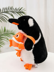 Adorable pingüino juguete de peluche Super suave PP algodón relleno pescado mochila malla oso mimoso alivio del estrés para San Valentín - Product Image 5
