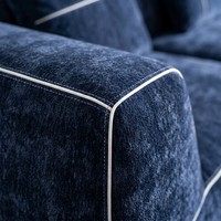 Canapé modulaire en tissu bleu moderne en forme de L, ensemble de canapés rembourrés pour la décoration du salon de villa et de salle de sport